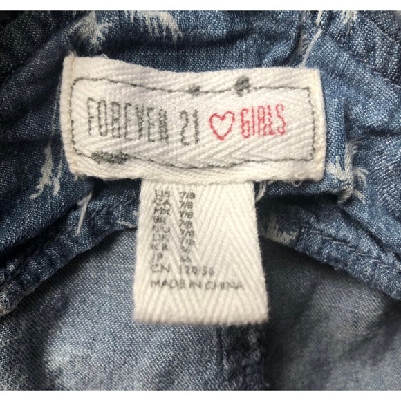 Denim Look Size 7/8 Palm Tree Overalls Jumpsuit - Picture 8 of 8